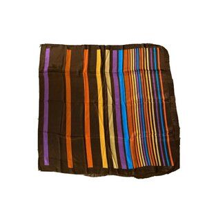 Vintage Baar & Beards 100% Silk Striped Brown Square Scarf